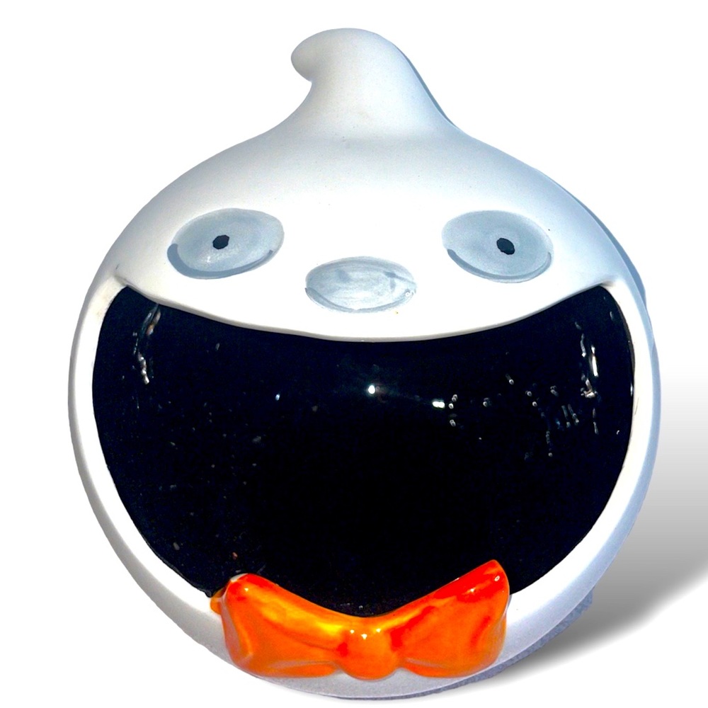 Magenta Ghost Bow Tie Candy Dish Decoration Halloween open mouth spooky holiday
